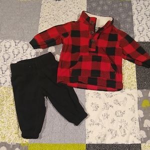 Fleece Buffalo check pullover with black pants